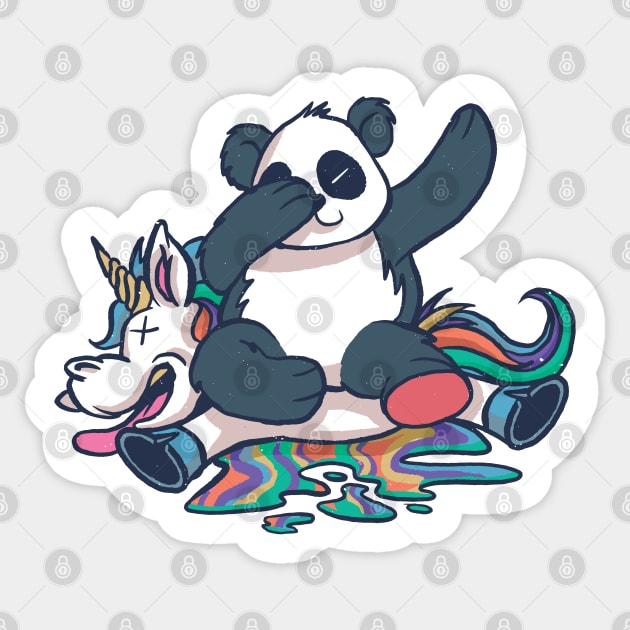 Dabbing Panda Smashing Unicorn Funny Sticker by Kali Space